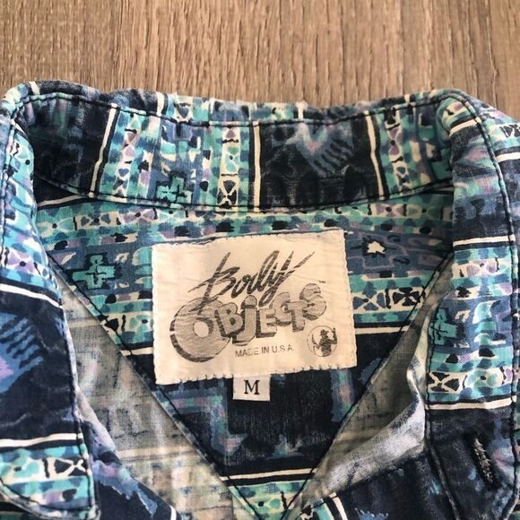 Vintage Body Objects Men's Short Sleeve Button Up Shirt Southwest Print Medium - Picture 3 of 8